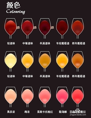白葡萄酒颜色与年份(年轻淡黄 / 年老金黄)关联常识